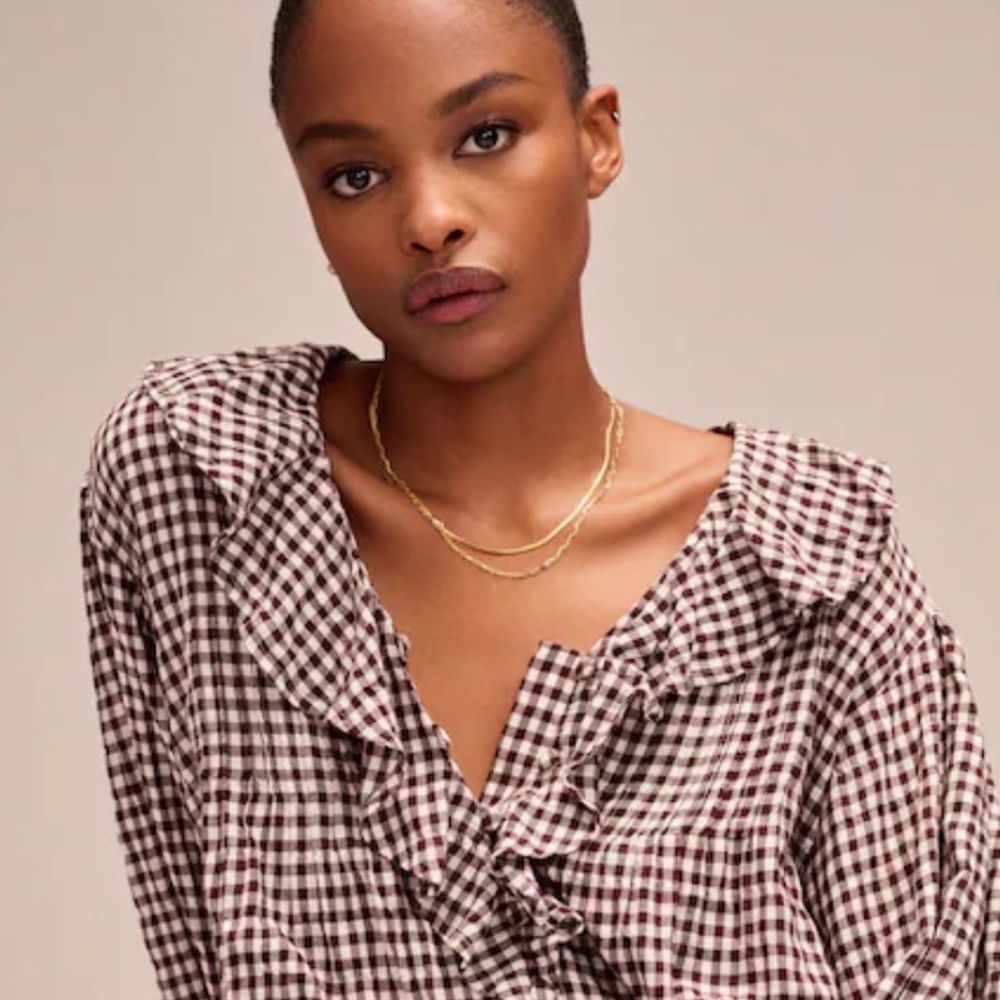 Madewell Ruffled Pintuck Top, size M